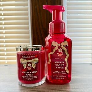 Bath & Body Works Winter Candy Apple Hand Soap & Candle Set